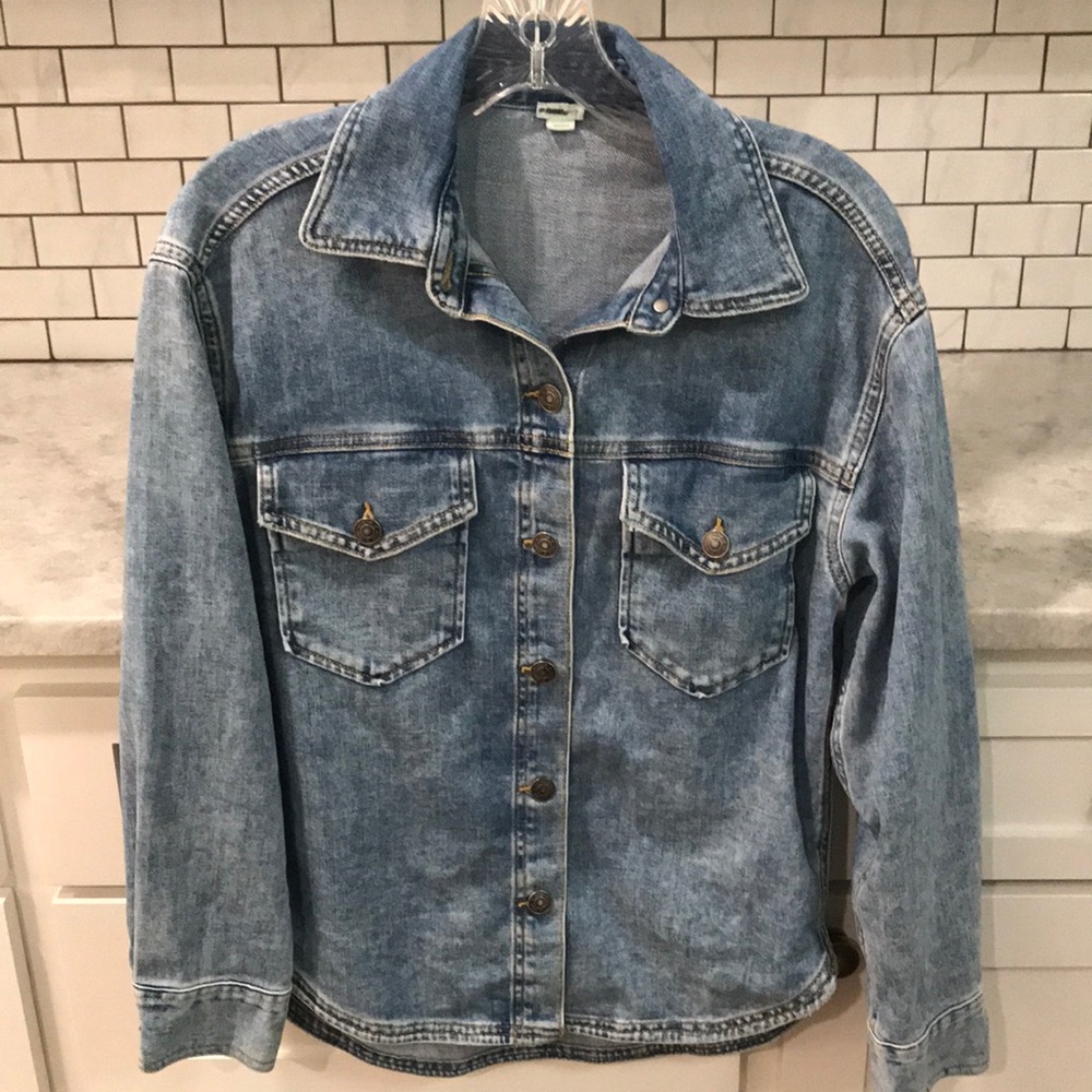 Aerie Denim Jacket Shacket Womens XS Blue Jean Light Wash Western Bohemian Hip